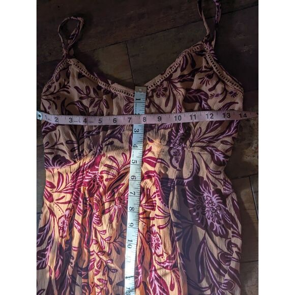 Patrons of Peace Boho Floral Maxi Dress Small Pink Purple Smocked Summer Bird - Picture 7 of 9